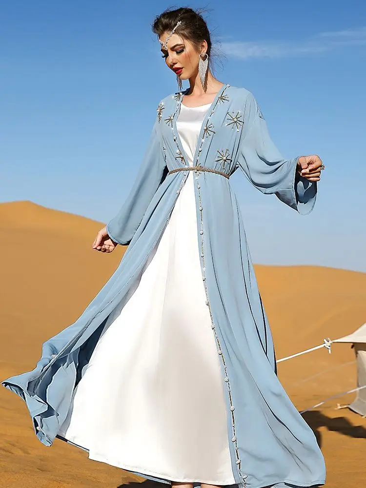 

Открытое кимоно Abaya Рамадан Eid Mubarak женское длинное платье в мусульманском стиле
