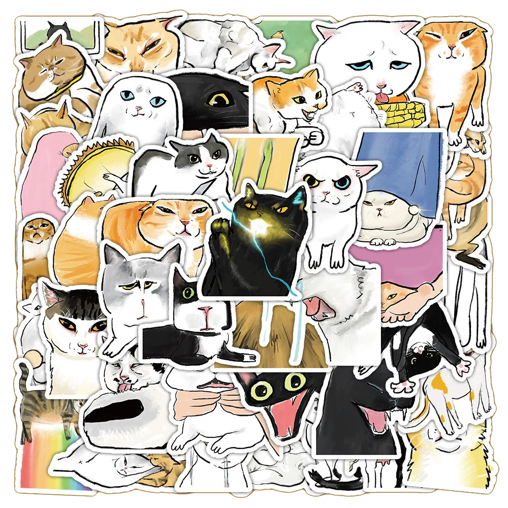 10/50/120Pcs Cartoon Cute Funny Meme Cat Dog Stickers Decals Graffiti DIY Personality Diary Guitar Decoration Stickers Wholesale