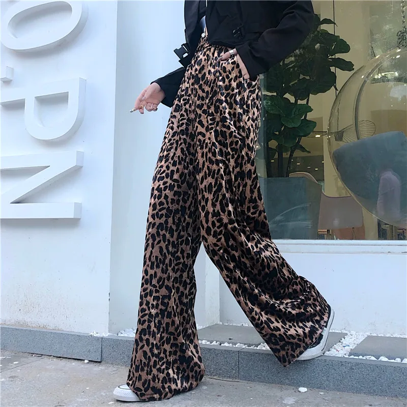 パンツ BEEDEN LEOPARD PRINT WIDE STRAIGHT PANTS Aelfric Eden Leopard Print Jeans for Women Cheetah Print