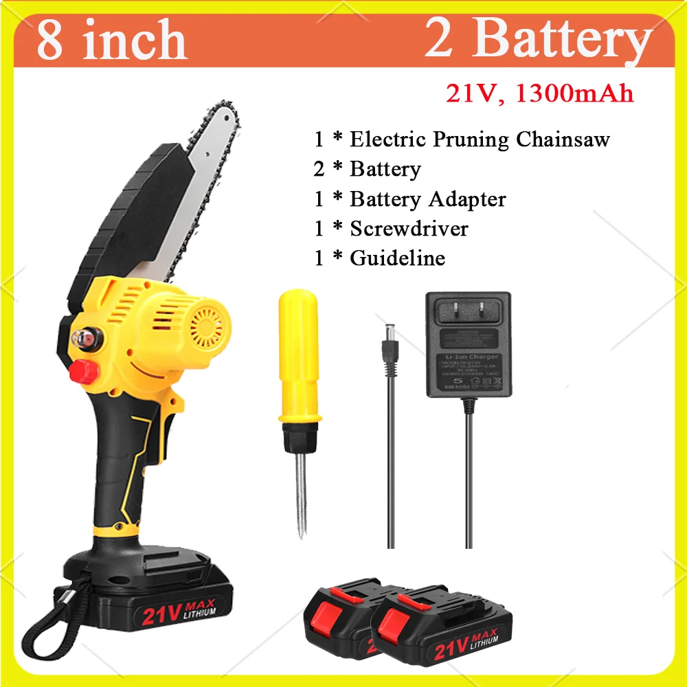 

21V Mini Electric Pruning Saw Rechargeable Small Wood Spliting Chainsaw One-handed Woodworking Tool for Garden Orchard Branch