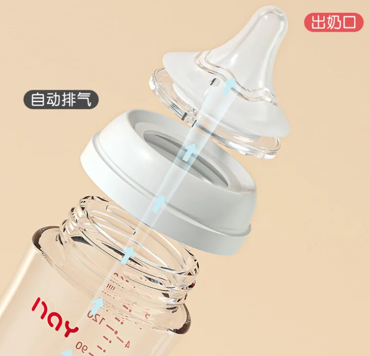 Milk Bottle Feeding Bottle Glass Milk Bottle Newborns' Wide Caliber Anti Choking Glass Milk Bottle 0-3 Months Bottle Straight Body Newborn Baby