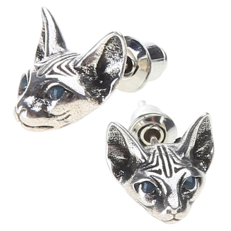 1 Pair Vintage Sphink for Cat Studs Earrings Hypoallergenic Punk Cats Earrings Gothic Cool Earrings Unisex Fashion Jewel Y08E 5