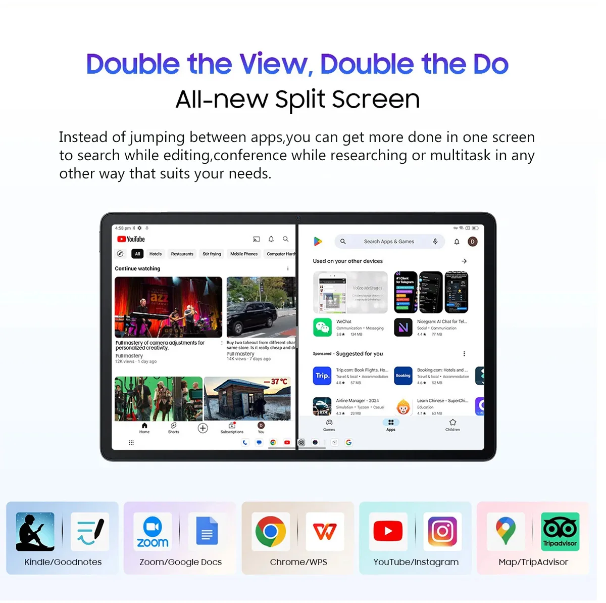 Nenmone Tab40pro 10.95 inch Tablet Android 14 12GB RAM 512GB ROM T616 octa-core 8200mAh 18W PD Fast Charging 4G VoLTE GPS Tablet 6