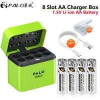 PALO 1.5V AA Li-ion Rechargeable Battery 3500mWh Lithium 2A Batteries With 1.5V AA AAA Li-ion Battery Intelligent Charger Box 1
