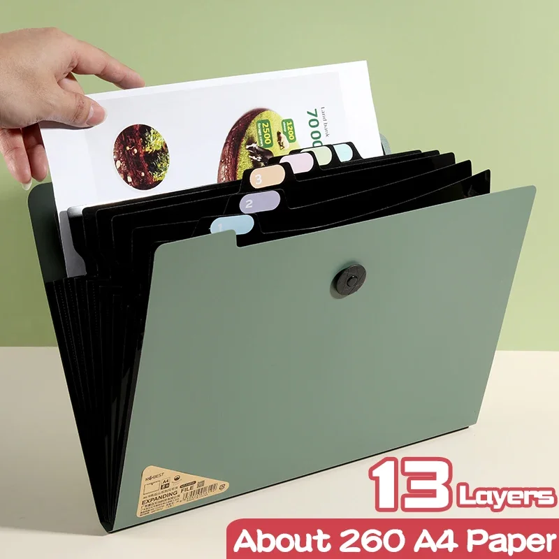 File Folder 5/8/13 Layers A4 File Folder Storage Bag Test Paper Desktop Tool School Stationery Office Supplies
