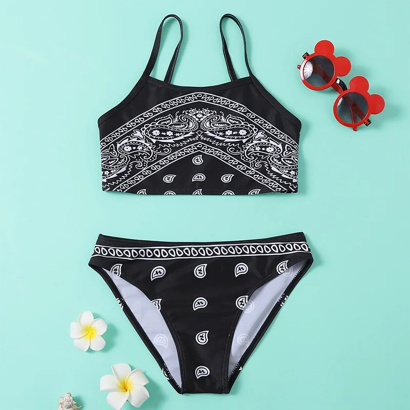 Girls High Waist Bikini Two Pieces Swimsuit Kids Children's Swimwear 7-12 Years Teenager Bathing Suit Girl Red Beachwear