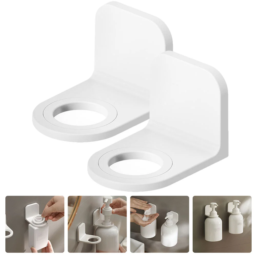 

Fomiyes Wall Mounted Shelves Shower Bottle Rack Hook 2Pcs Adhesive Wall Mounted Shampoo Dispenser Bottle Holder Hook Liquid Soap