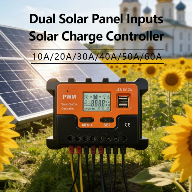 แผงโซลาร์เซลล์คู่ แผงควบคุมโซลาร์เซลล์ 12v24v48v อัตโนมัติเต็มรูปแบบ แผงโซลาร์เซลล์สากลพร้อมกระแสไฟฟ้า 1