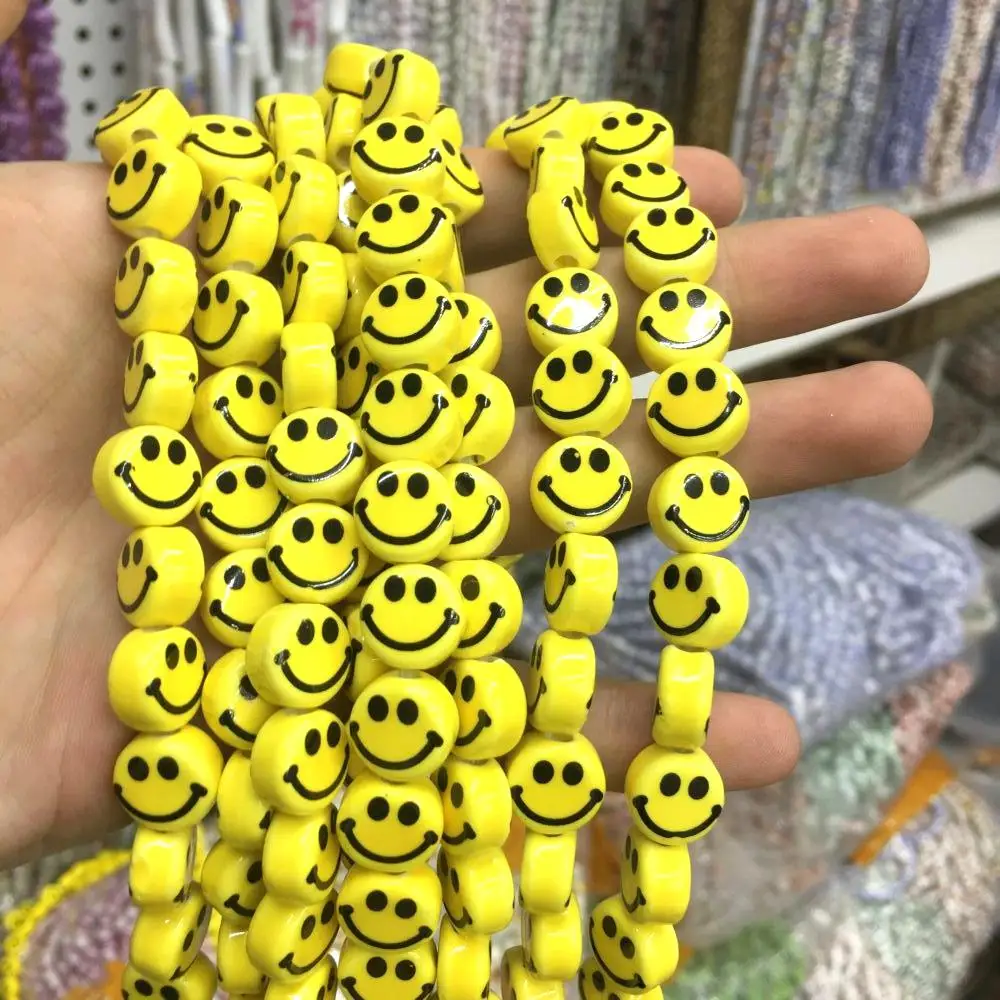 

Glass Yellow Smile Bead Cute Lampwork Loose Beads For Jewelry Making DIY Bracelet Necklace Accessroeis