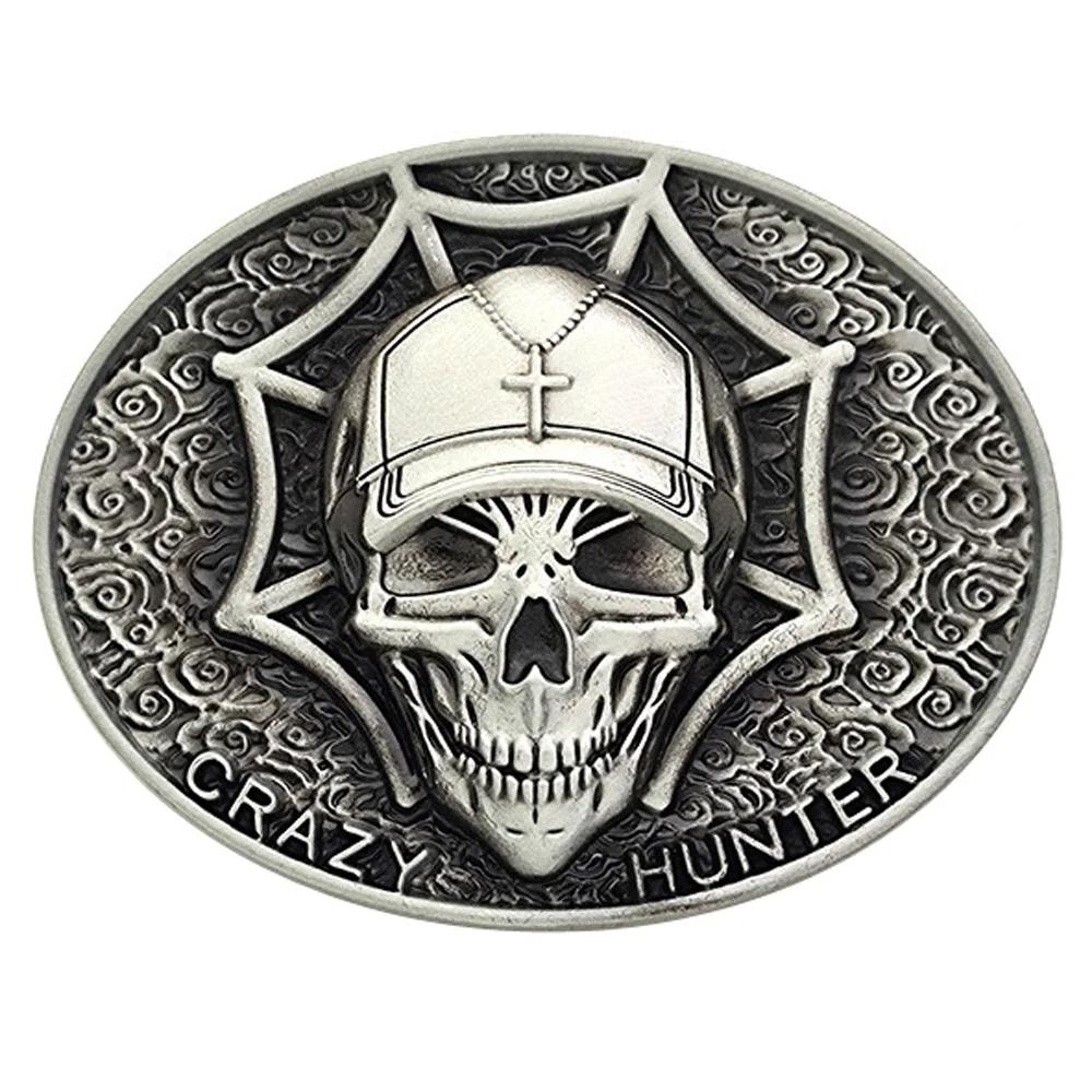 

Crazy Hunter Skull Cross Men Belt Buckle 40mm Western Cowboy Oval Metal Hebillas Vaqueras Hombre Male Gift Cheapify Dropshipping