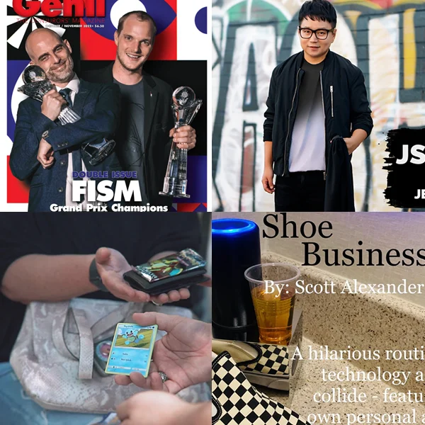 

Genii Magazine October Novembe，J-shirt by Jeki Yoo，PokeMonte by Michael O'Brien，Shoe Business 3.0 by Scott Alexander magic