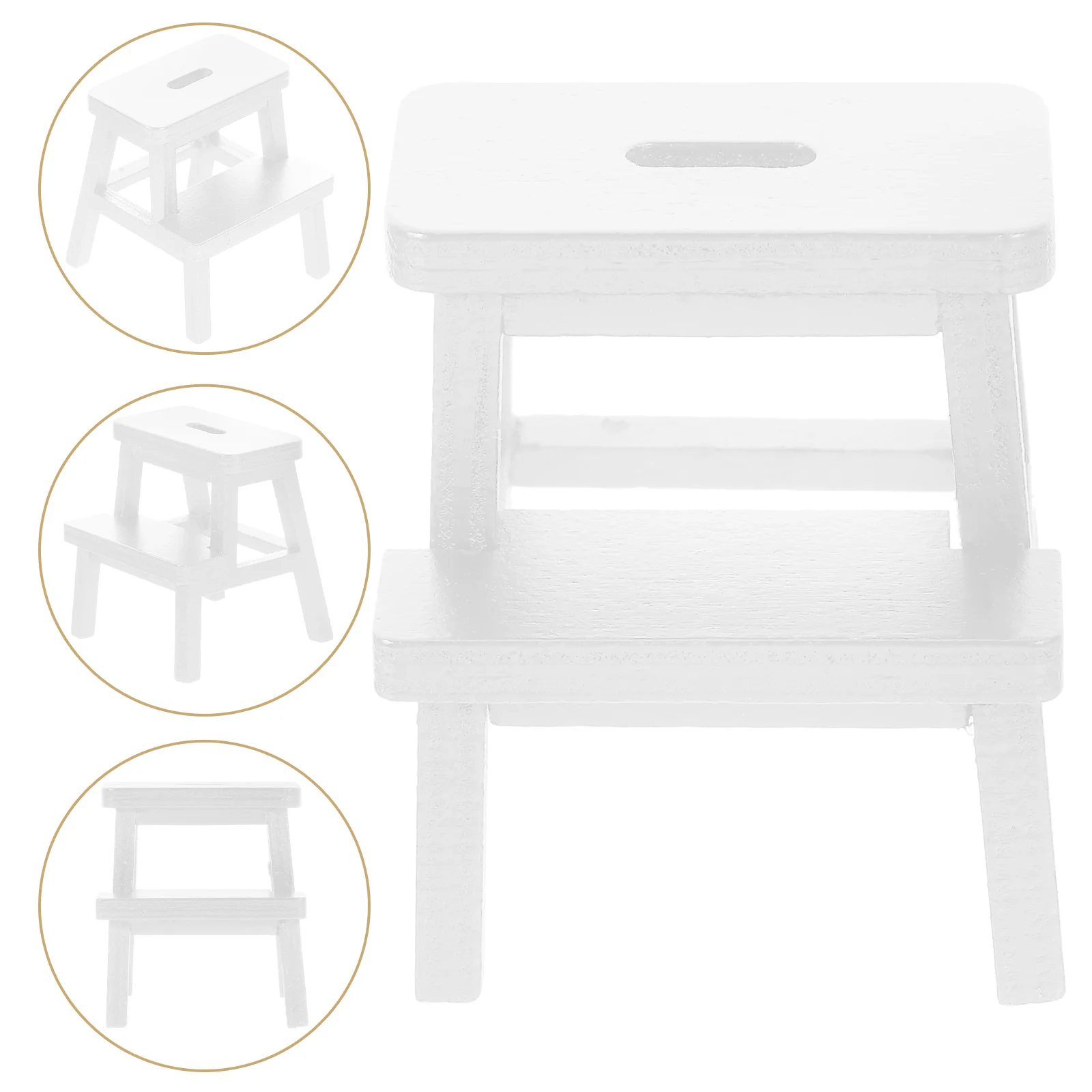 

Mini Step Stool Furniture Models Miniature House Chairs for Crafts Wood Wooden Small Round Home Accessories