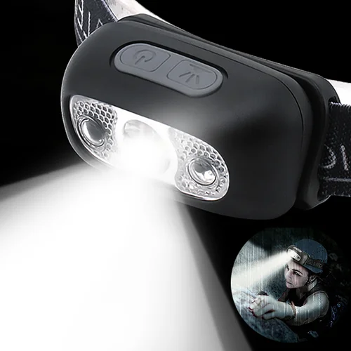 USB 충전식 웨이빙 유도 LED 헤드 램프, 바디 모션 센서 헤드 라이트 손전등 야외 캠핑 토치 헤드 램프 2