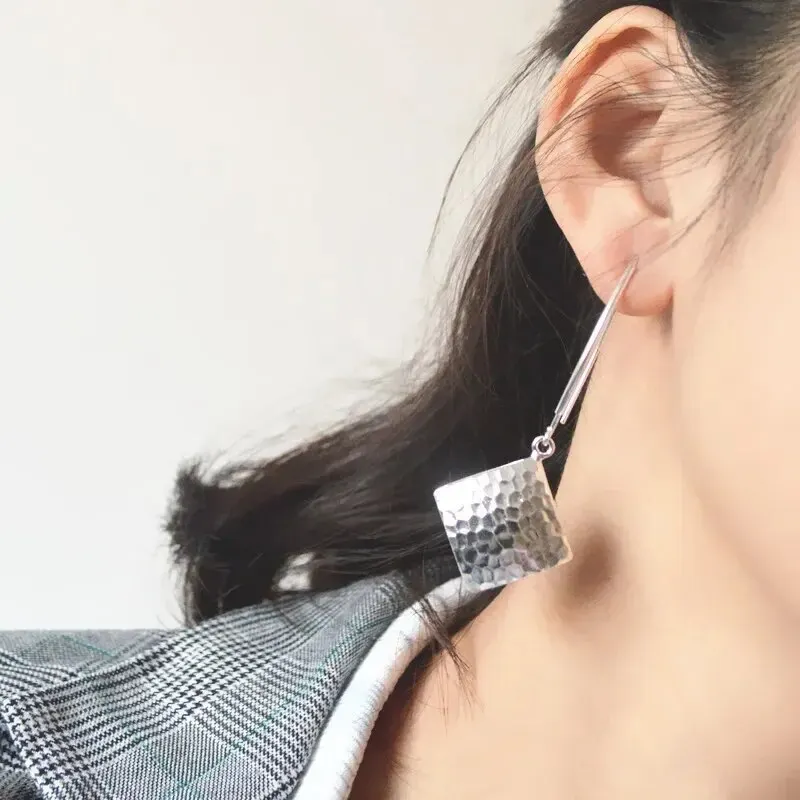 여성용 빈티지 기하학 귀걸이, 우아한 마름모 귀걸이, 코트 스타일, 예술적 요정 아우라 펜던트 주얼리