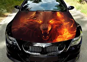 Image for Mystical Fiery Wolf Fantasy Car Hood Vinyl Sticker 