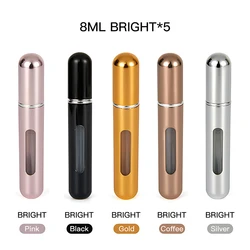 Portable Refillable Perfume Atomizer with Spray - Travel - Ready Cosmetic Container, Assorted Colors, Bulk Option Available (8ml 1 Set - 5 PCS)