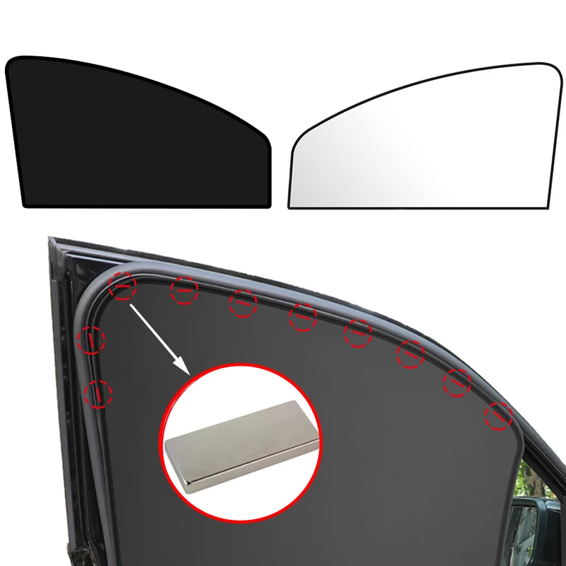 2Pcs Car Sun Shade UV Protection Car Curtain Titanium silver