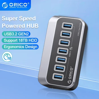 ORICO ABS 초고속 C타입 분배기 OTG 어댑터, 맥북 컴퓨터 액세서리용, USB C 전원 공급 포트 포함, 10Gbps USB3.2 허브