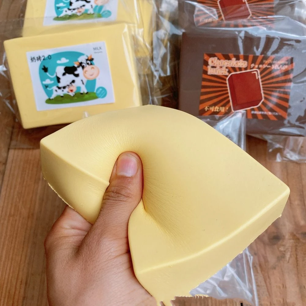 Kawaii Squishy Toys Slow Rising Milk Rice Cake Squeeze Silicone Milk Brick Bread Anti Stress Relief Squishies Toy For Kids Gift - Bilde 3