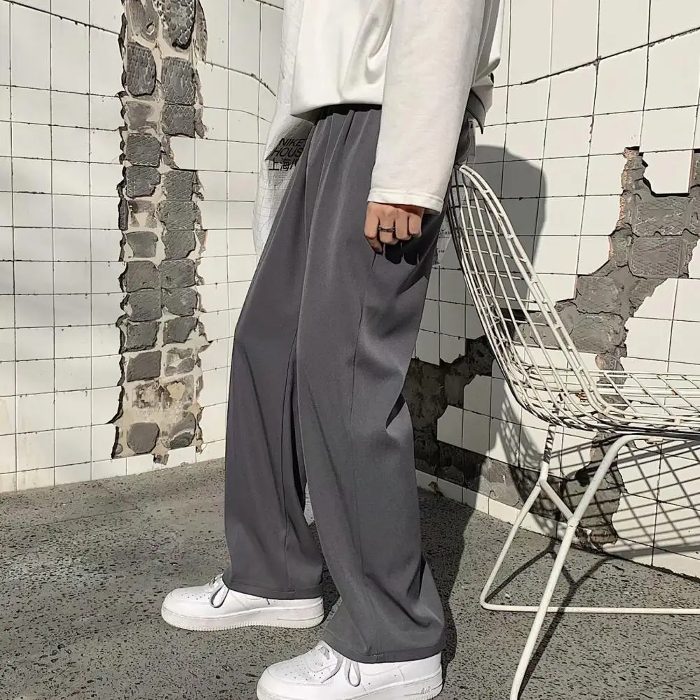 

Casual Pants Fine Sewn Soft Versatile Pure Color Mid-Waist Straight Suit Pants Men Pants Streetwear