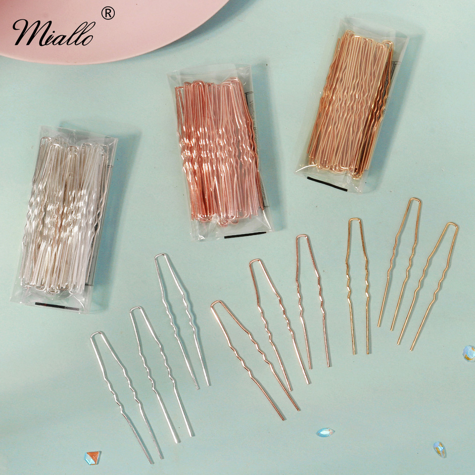 Miallo 50PCS/Set Simple U-Shape Hairpins For Women Bride Wedding Hair Jewelry Accessories Coiffure Pin Handcrafted Parts