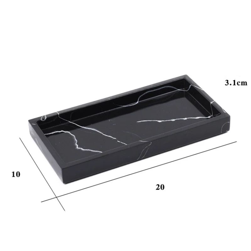 Bathroom Tray Home Decor Rectangular Plate Countertop Waterproof Marble Texture Cosmetic Organizer Resin Storage Soap Household