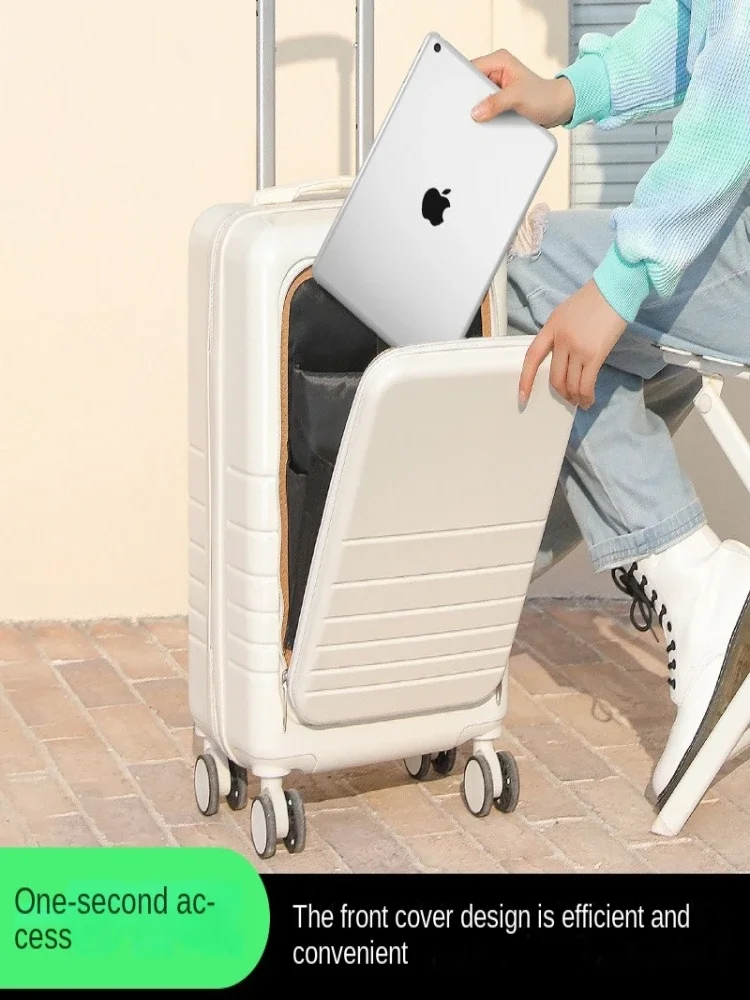 2024 New Front Opening Suitcase Side Open Computer Business Password Suitcase Boarding Luggage for Male and Female Students
