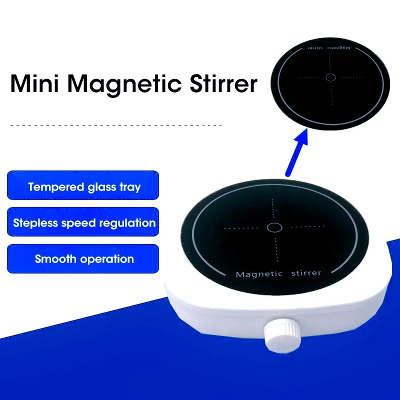 Magnetic stirrer, kitchen liquid mixing mini laboratory stirrer, portable stirring rod stirring plate 4000RPM, 1L capacity 2