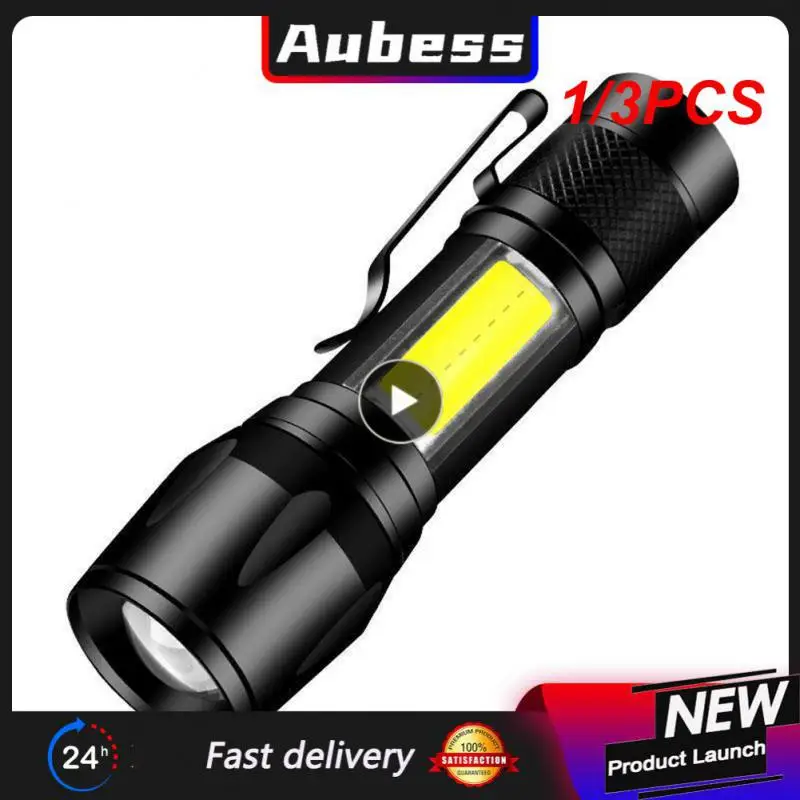 줌 미니 LED 손전등, XP-G Q5 플래시 라이트 랜턴, 휴대용 충전식 눈부심 COB 손전등, 야외 캠핑, 1 개, 3 개