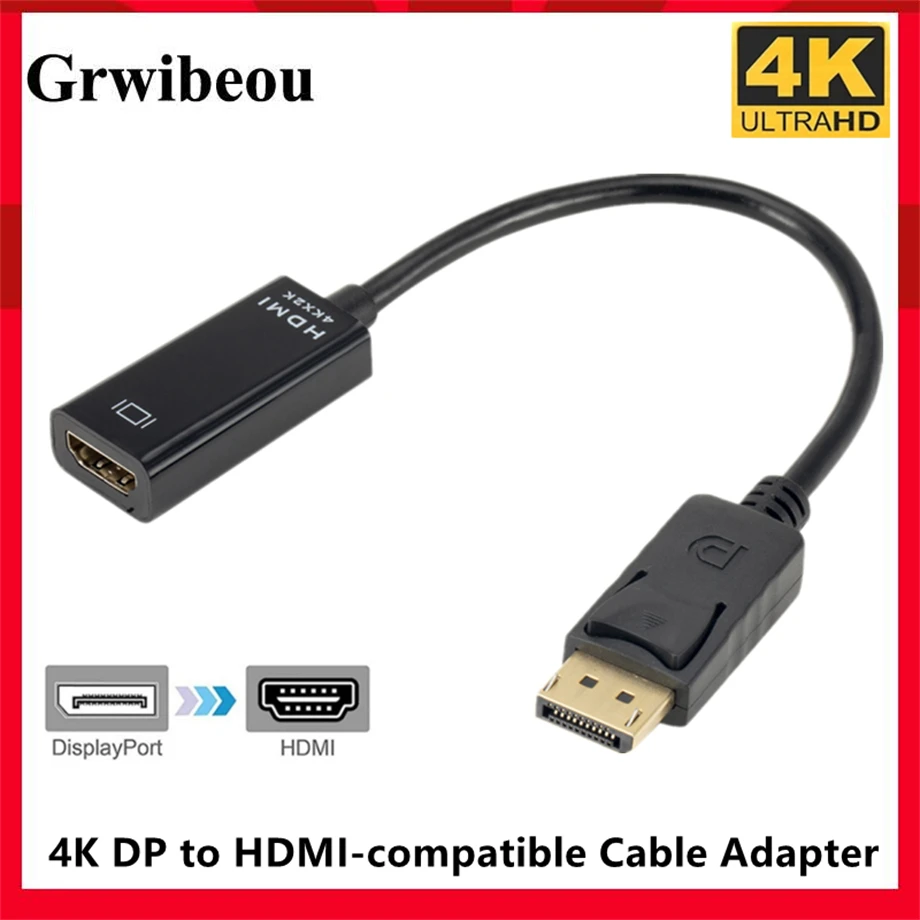 Cable Adapter 1080P DisplayPort to HDMI-compatible Adapter