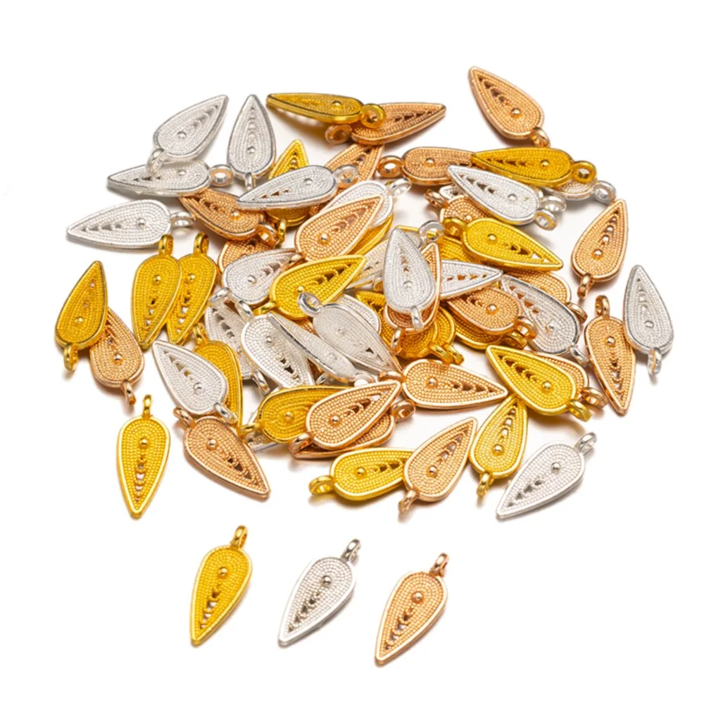 

50/100/200Pcs 6x14mm Vintage Leaves Alloy Charms Necklace Pendant DIY Bracelet Earring Jewelry Making Accessories Supplies