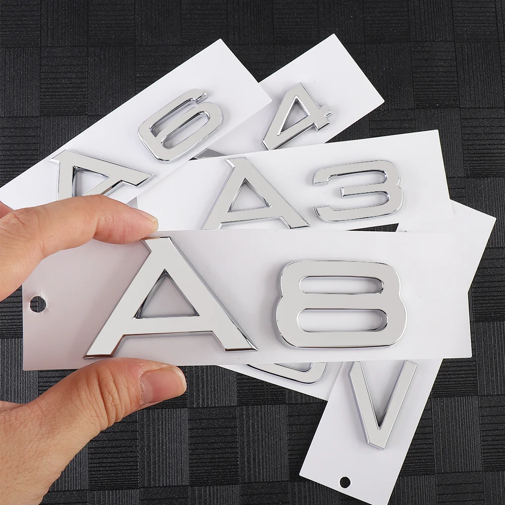 3D ABS Glossy Audi Emblem Letters Sticker Car Rear Trunk Badge Decal for Audi A3 A4 A5 A6 A7 A8 B8 8P C7 8V B9 B7 B6