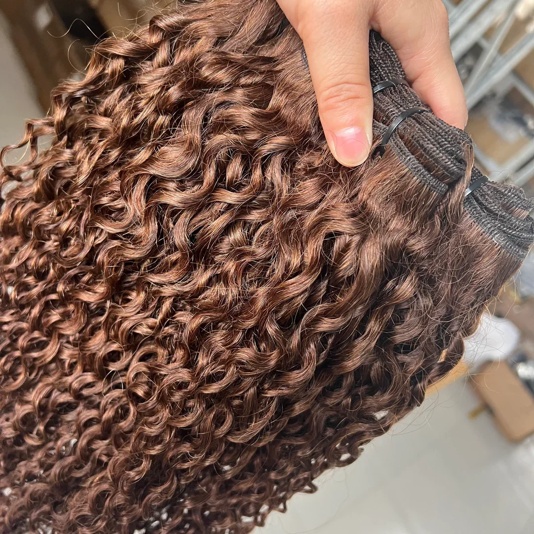 #4 Burmese Curly Human Hair Bundles Virgin Hair chocolate Brown Burmese Raw Human Hair Extensions 3C4A Curly Bundles 1/3/4 Pcs 3