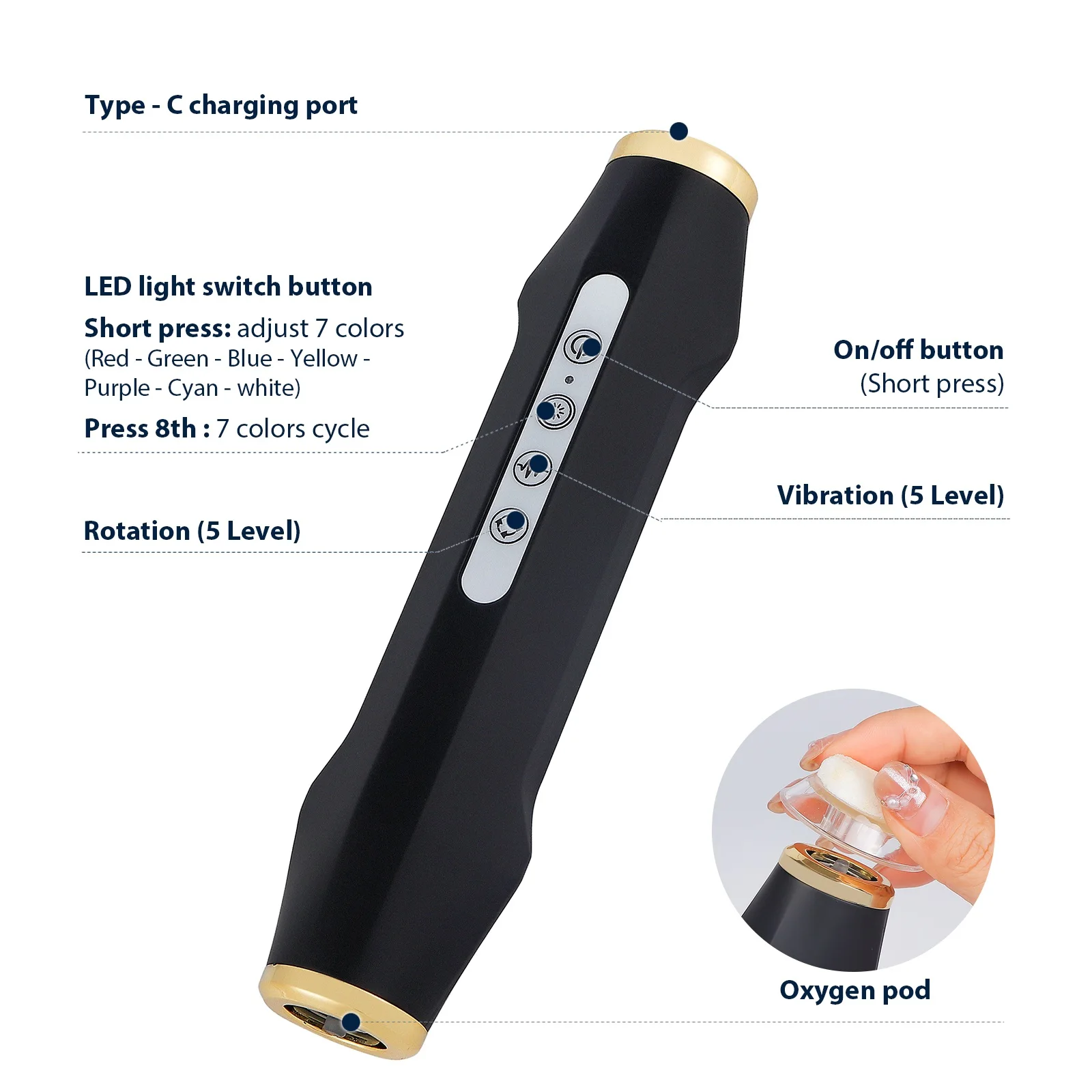 Facial CO2 Oxygen Bubble Pen Skin Care Beauty Meter Oxygen Balancing Device Home SPA Skin Care Tool 5