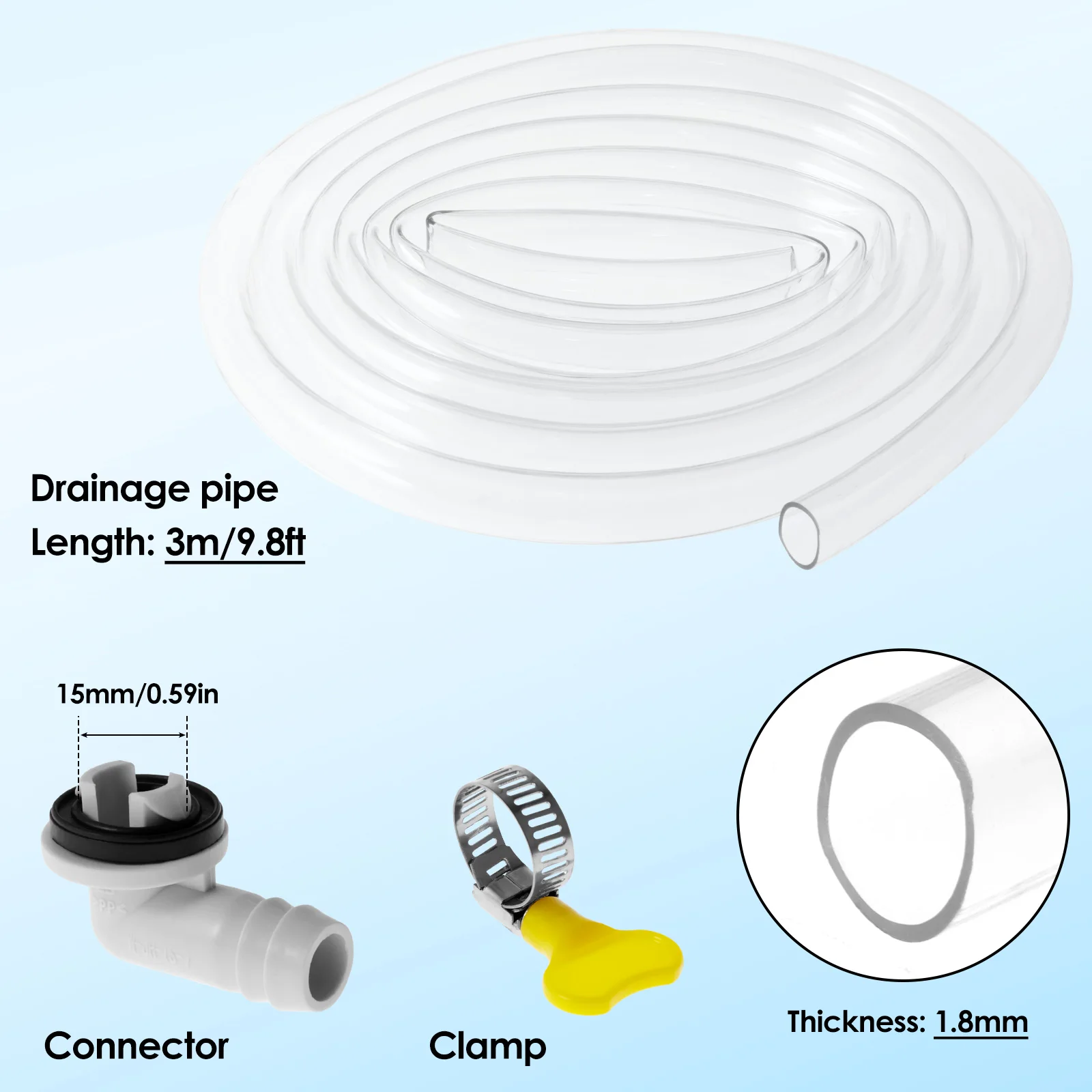 3M Air Conditioner Drain Hose Peristaltic Pump Tube15MM Flexible Nontoxic Transparent Air Conditioner Drainpipe Repair Tool
