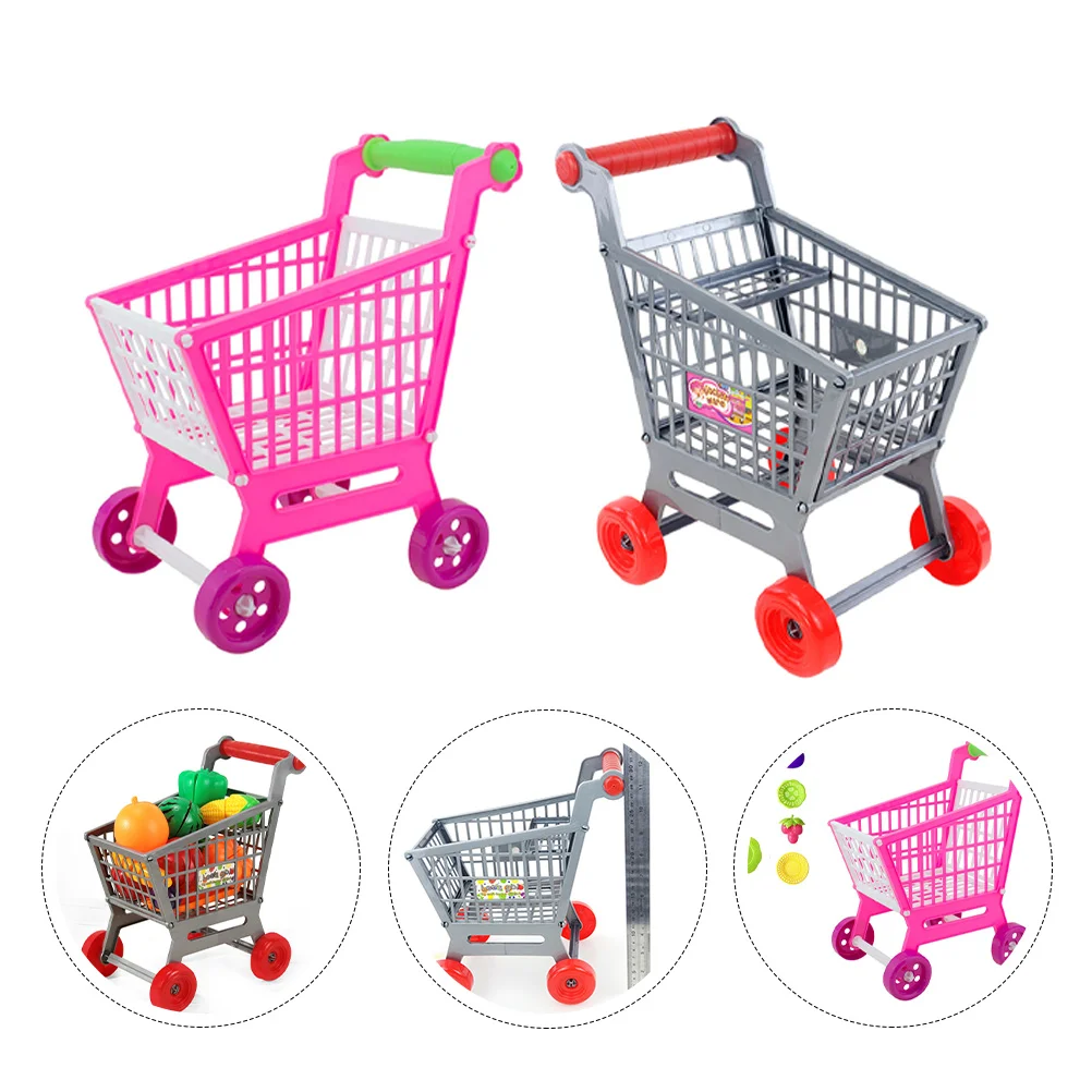 

2 Sets Children Grocery Cart Mini Shopping Cart Trolley Toy for Kid Children