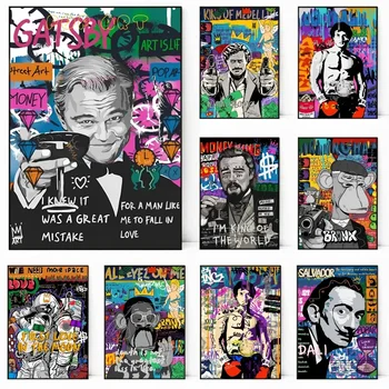 Quadro astratto Graffiti Adesivo da parete su tela Banksy Pop Art Ritratto Murale Camera da letto Soggiorno Decorazioni per la casa Pittura appesa