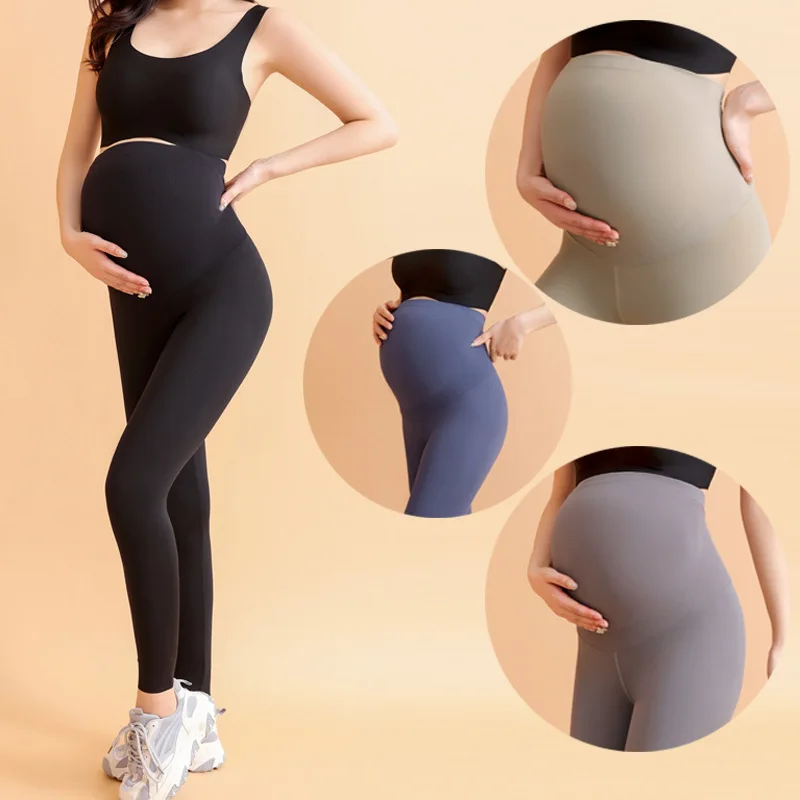 

High Waist Pregnancy Leggings Skinny Maternity Clothes For Pregnant Women Belly Support Knitted Leggins Body Shaper Trousers