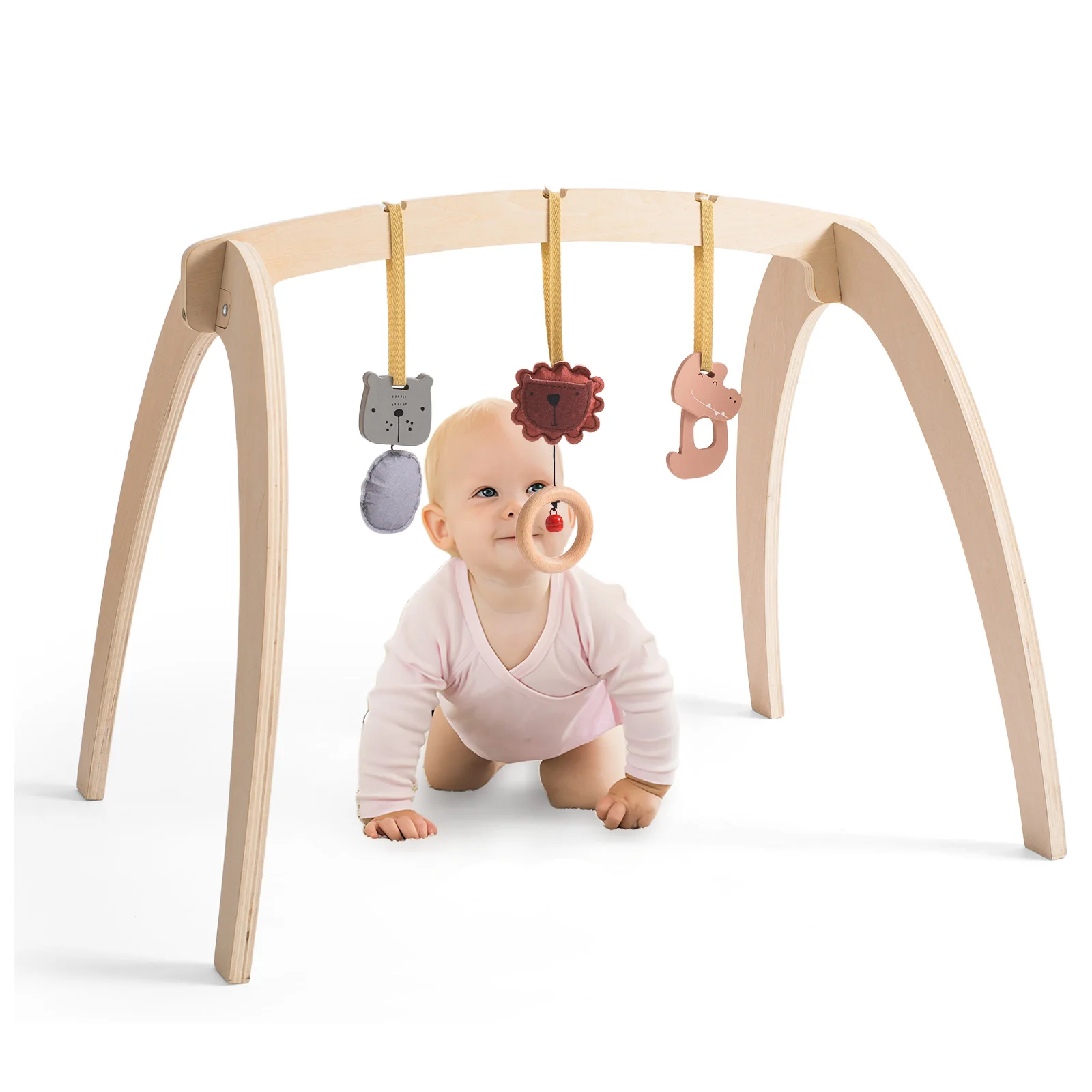 Baby Gym Wooden Carpet Activities for Babies Tent Pendent Hanger Activities for baby stroller Toys Wooden  Room Activities Gym 5