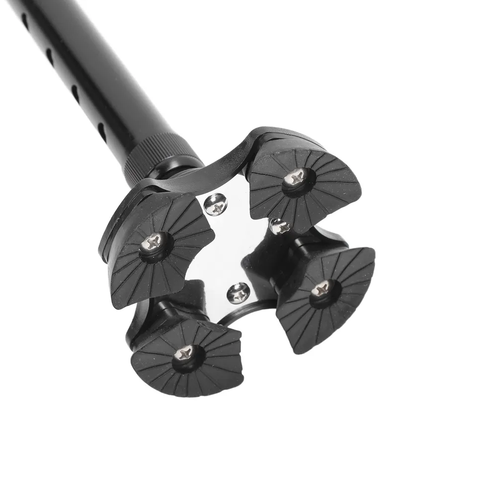 Walking Cane Adjustable Height Anti Slip Lightweight Retractable Senior Walking Stick with 4 Pronged Base for Mountaineering