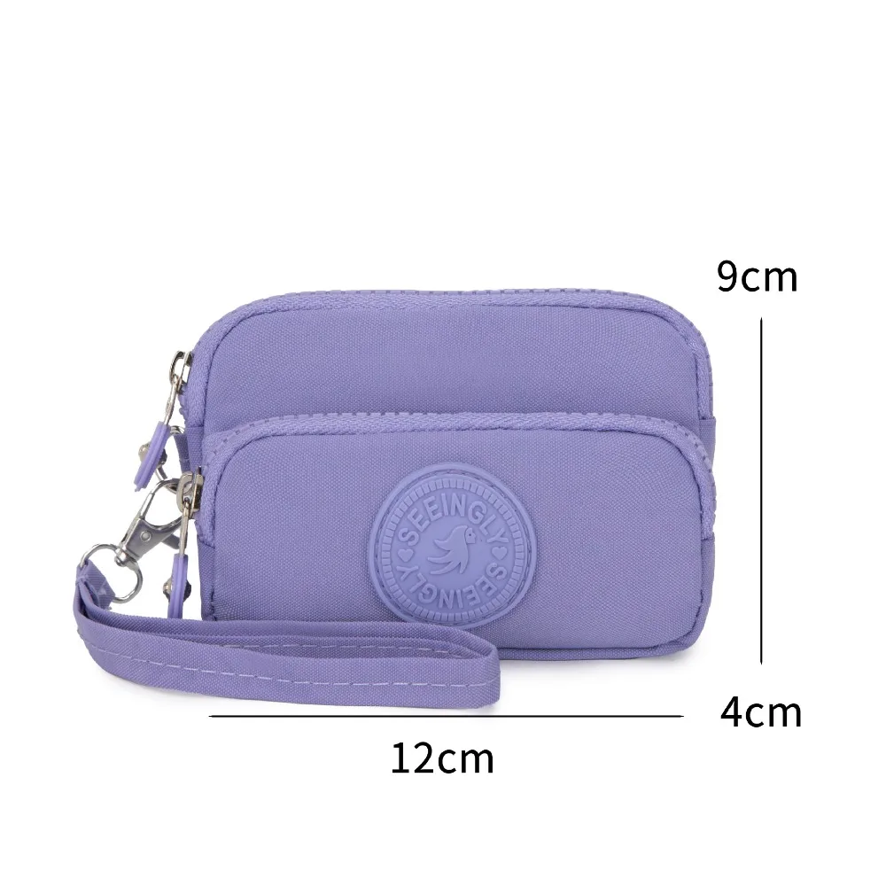 New Waterproof Coin Purse with Key Ring Solid Color Card Holder Coin Bags Large Capacity Wear-resistant Money Bag