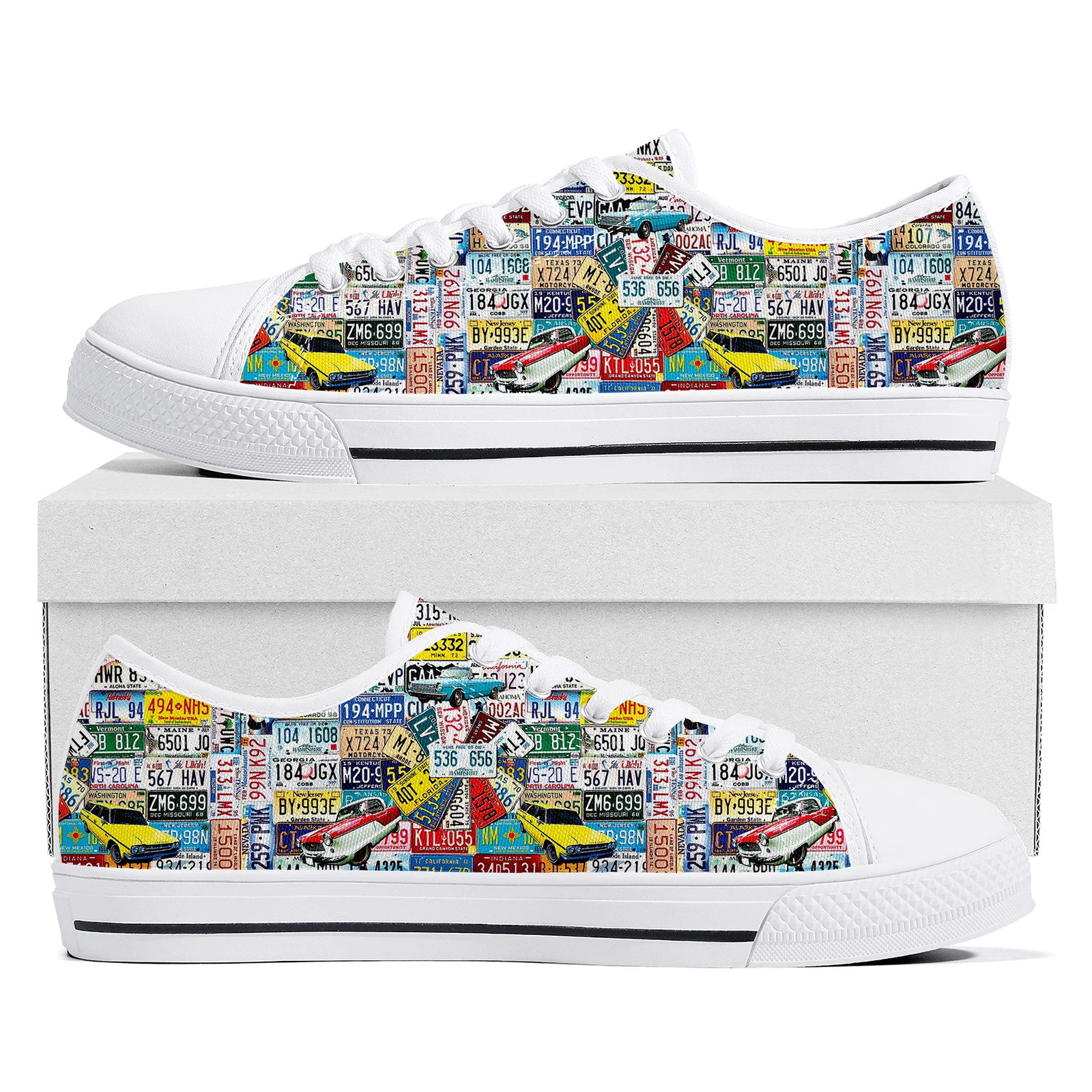 License Car Plate Number Retro Novelty Design Low Top High Quality Sneakers Mens Womens Teenager Custom Canvas Couple Sneaker