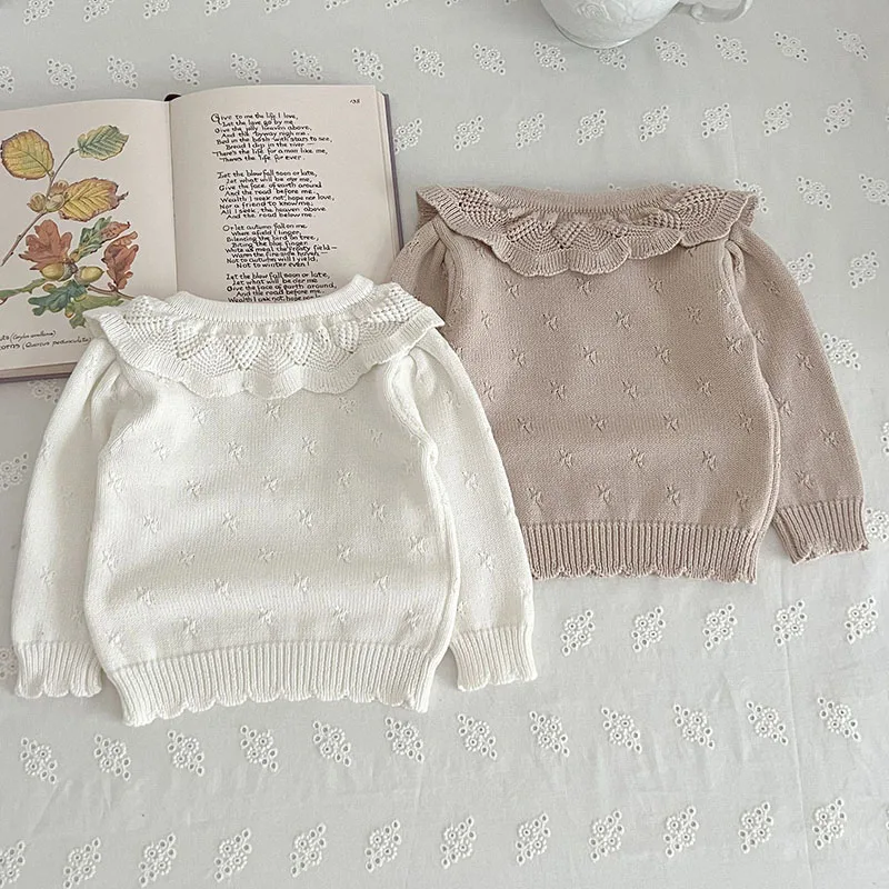 가을 겨울  소녀 풀오버 스웨터, 긴팔 단색 뜨게 풀오버,  소녀 스웨터