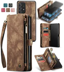 CaseMe Zipper Wallet Phone Case - Multi-Function Detachable Card Holder for Galaxy Note 10 (Coffee)