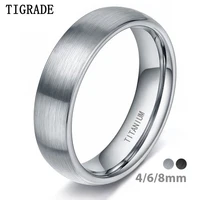 Tigrade 4/6/8mm Brushed Simple Silver/Black Color Titanium Ring Men Minimalist Wedding Band Engagement Rings Women Male Jewelry
