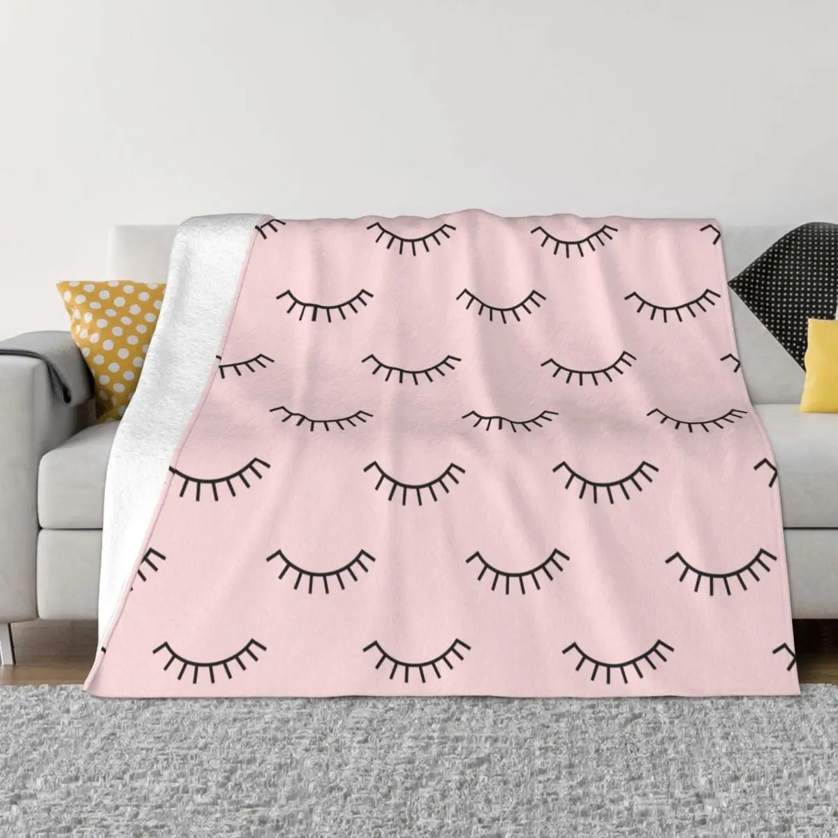 

Eyelash Cartoon Blankets Flannel All Season Beauty Closed Eyes Breathable Lightweight Throw Blanket for Bedding Bedroom Quilt