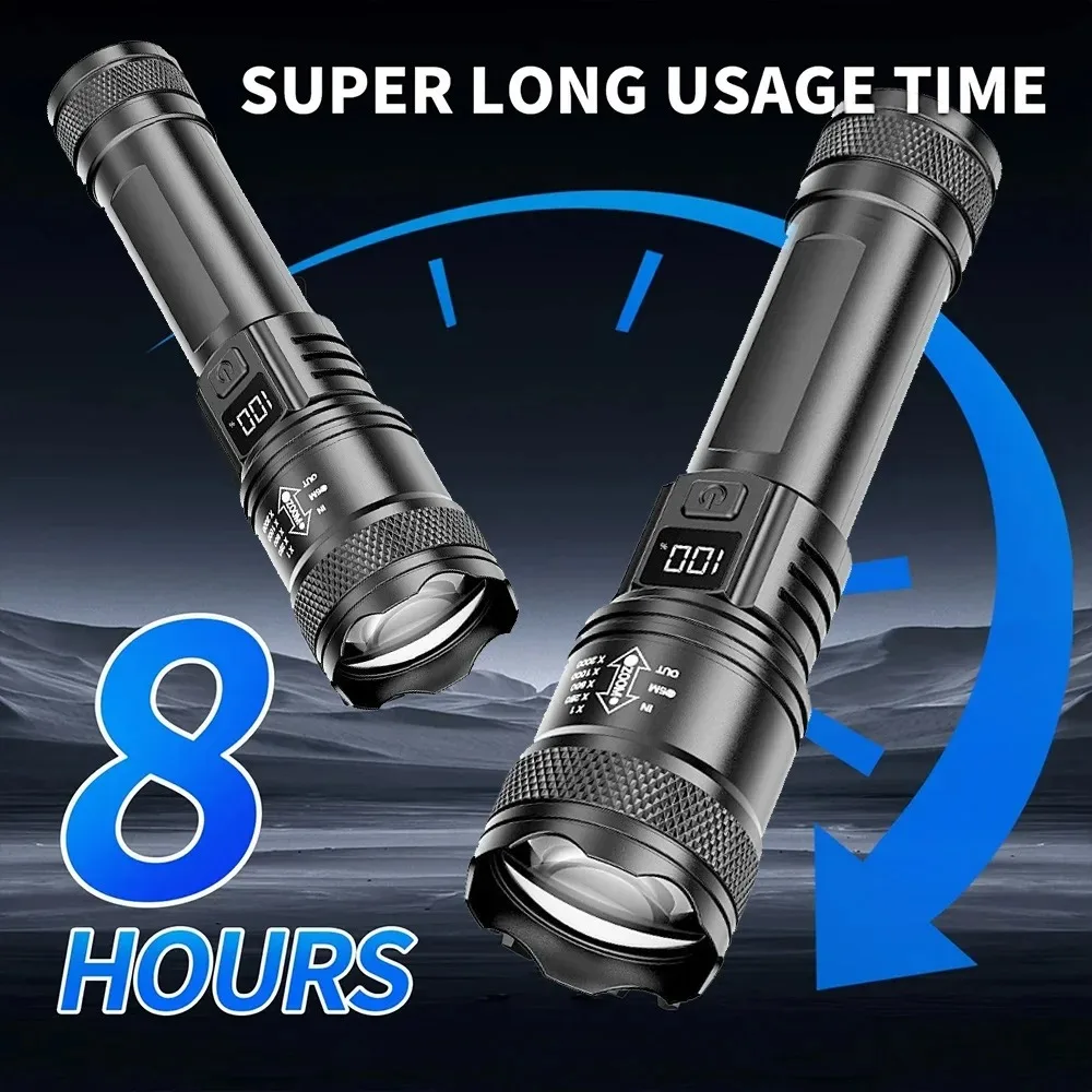 Wiederaufladbare LED-Taschenlampe 100000LM Superhelle Taktische Langstrecken-Taschenlampe Wasserdicht für Outdoor-Camping Angeln Laterne – Detail 9