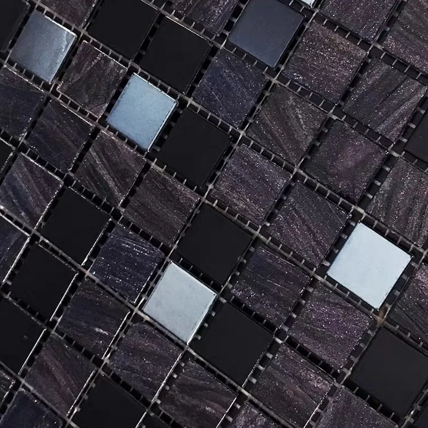 Popular design factory price black glass mosaic tile