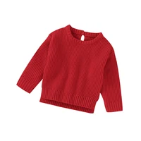 Solid Color Long Sleeve O-neck Knitted Acrylic 3-24 Months Newborn Baby Boy&Girls Red Sweaters Soft Infant Toddler Sweatershirt 1