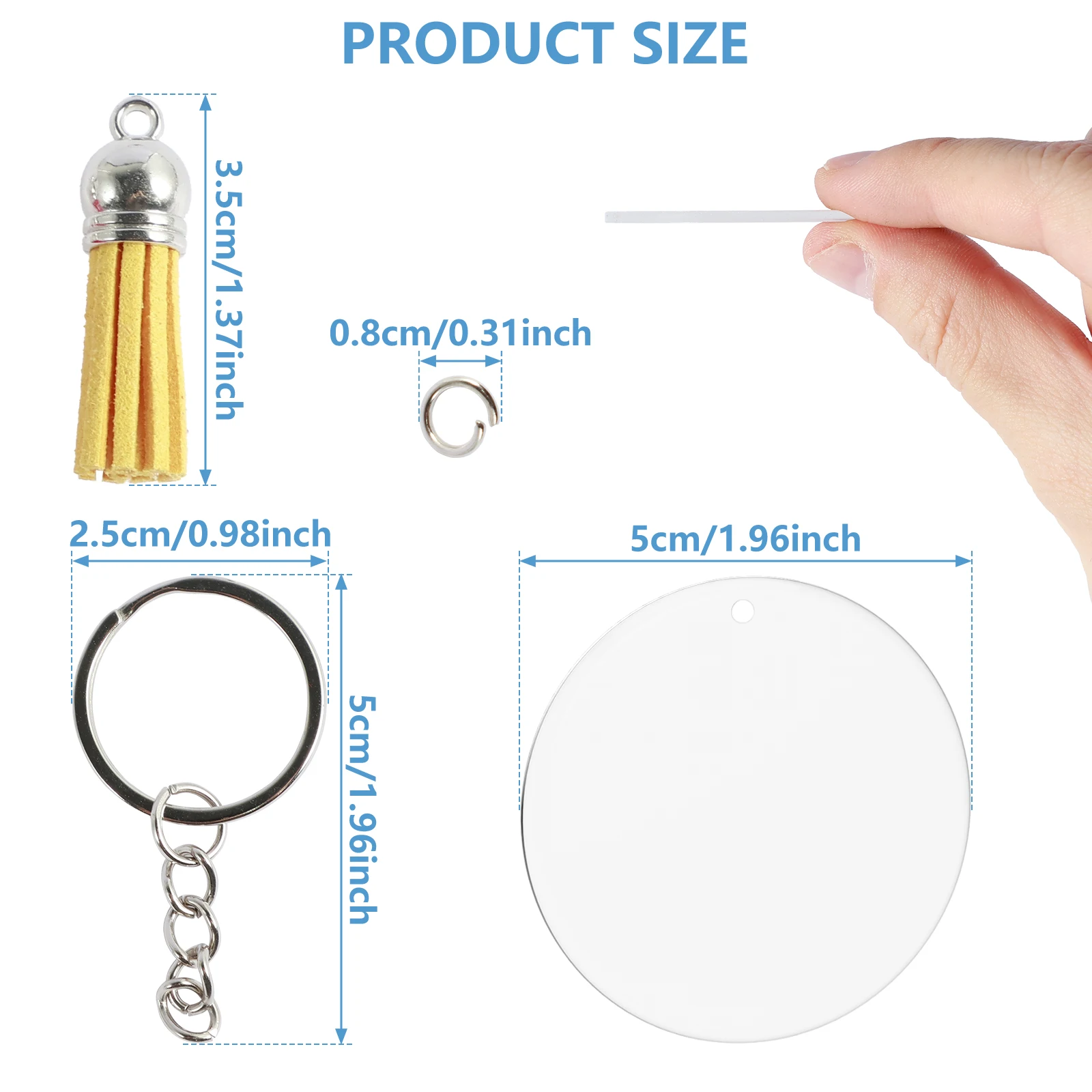 30Pcs Sublimation Keychain Blanks DIY Sublimation Blank Keychain with Tassels and Jump Rings Blank Key Chains